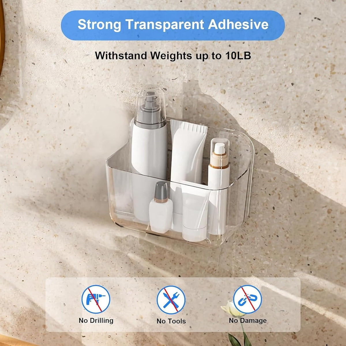 Diesisa Acrylic Wall Mount Organizer, Adhesive Shelf,Cabinet Door Organizer