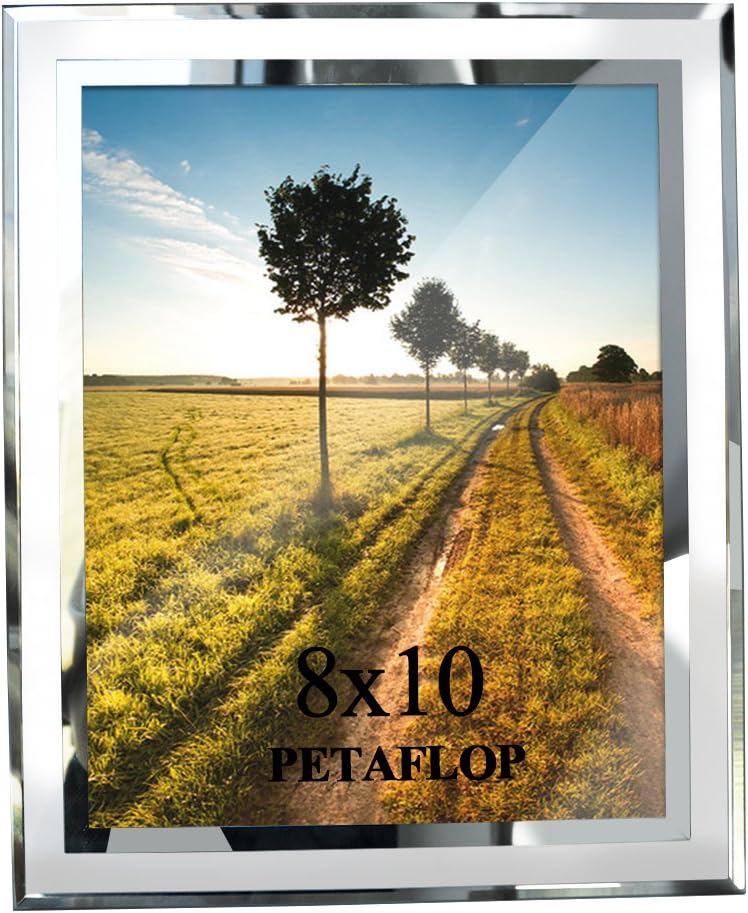 PETAFLOP 8x10 Picture Frame Glass Frames for 8 by 10 Pictures, Tabletop Display Vertically or Horizontally