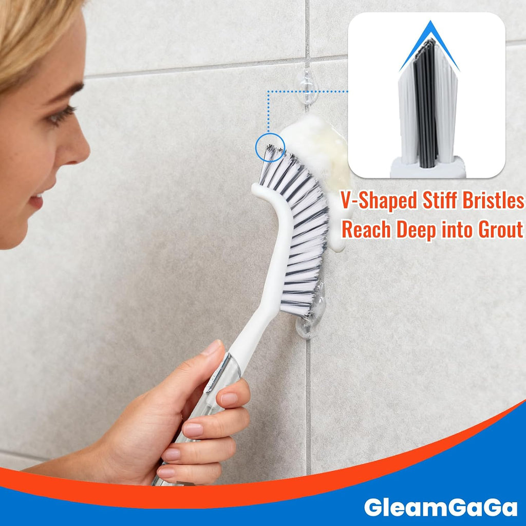 3 Pack Shower Brush for Cleaning, Heavy-Duty Scrub Brush Set for Bathroom