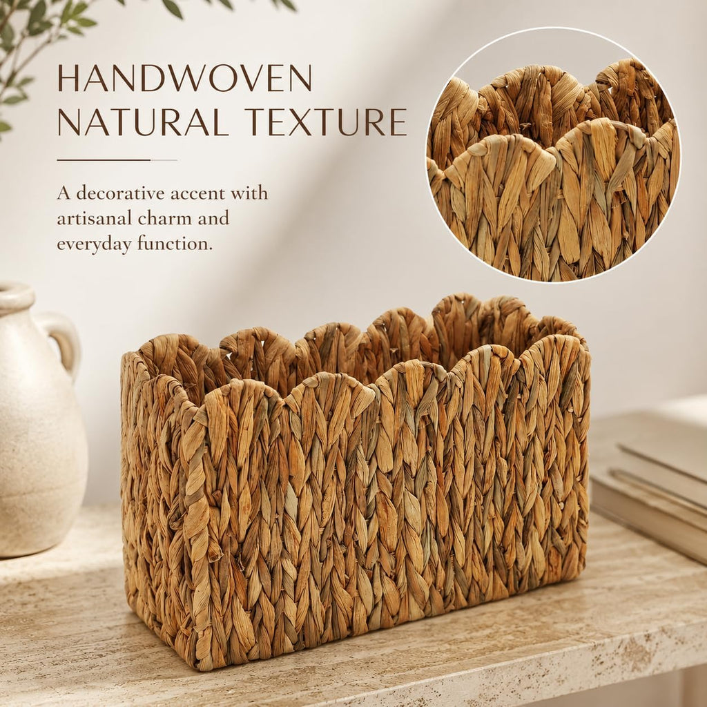 Water Hyacinth Magazine Holder, Tall Narrow Wicker Basket