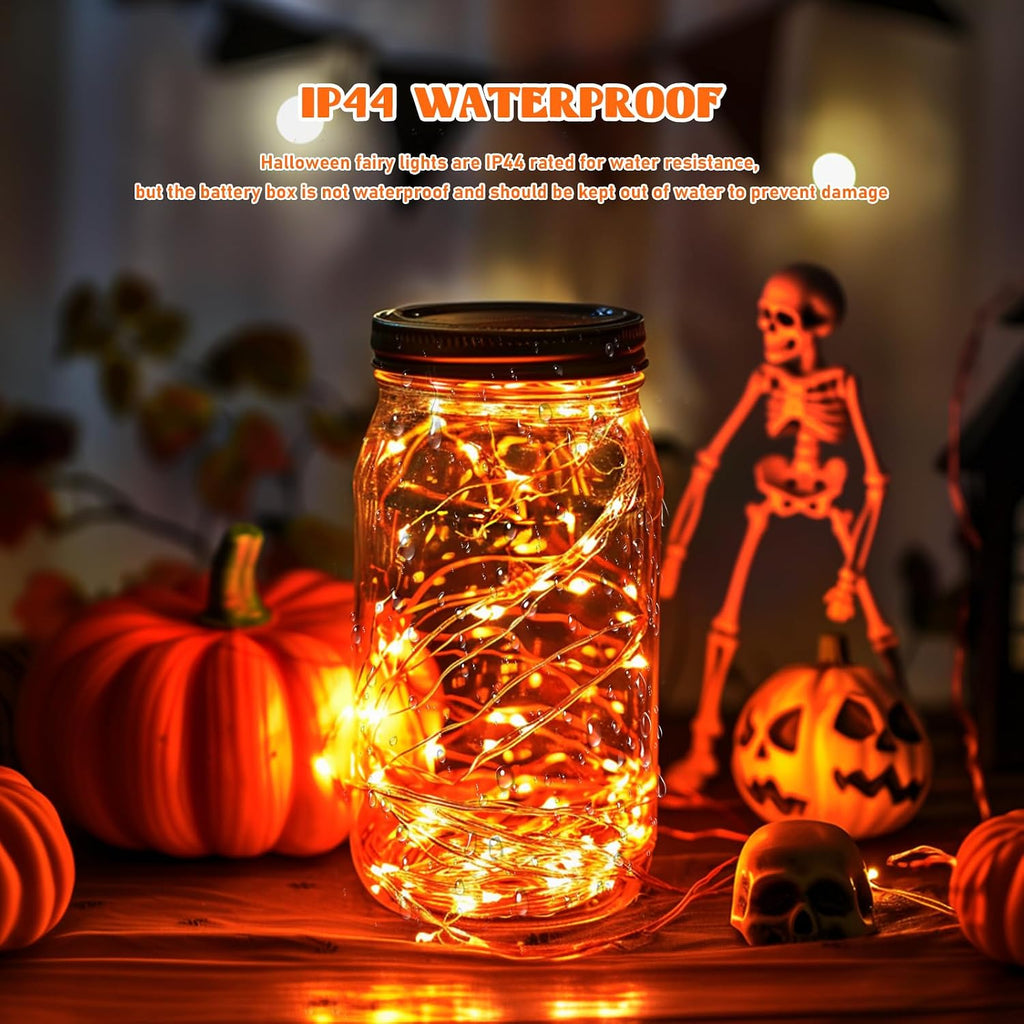 JMEXSUSS 8 Pack 50 LED Orange Halloween Lights Battery Operated