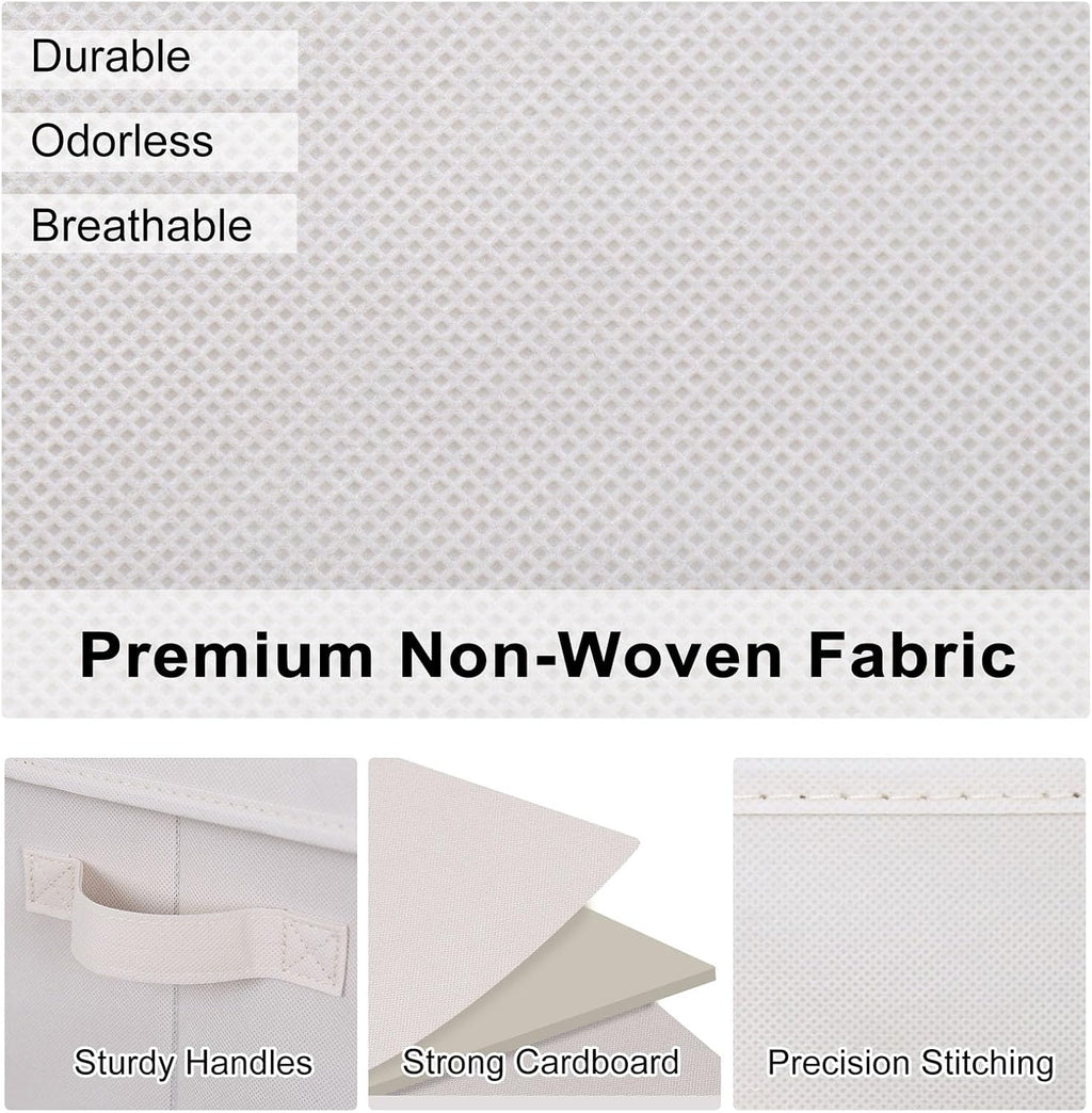 WUIKE Fabric Storage Bins with Lids, Beige, Extra Large, 3-Pack