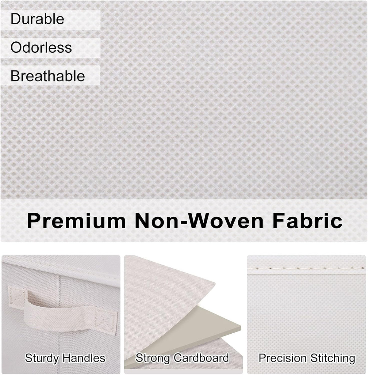 WUIKE Fabric Storage Bins with Lids, Beige, Extra Large, 3-Pack