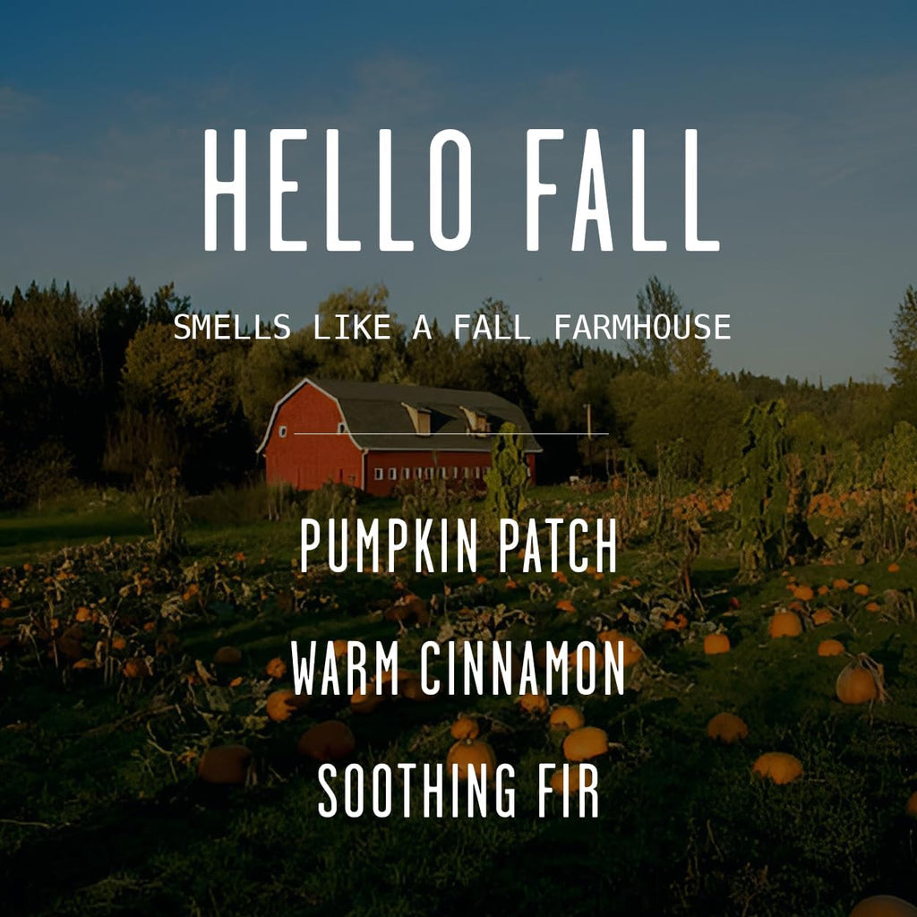 Fall Candles - 'Hello Fall Scented Candle' w/Cinnamon, Pumpkin & Fir I Infused with Essential Oils Autumn Scented Soy Candles for Home Décor, 9oz Reusable Jar, 50Hr Burn, Made in USA