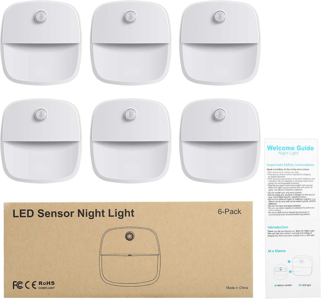 AMIR Upgraded Motion Sensor Stair Light Indoor (Warm White - Pack of 6)