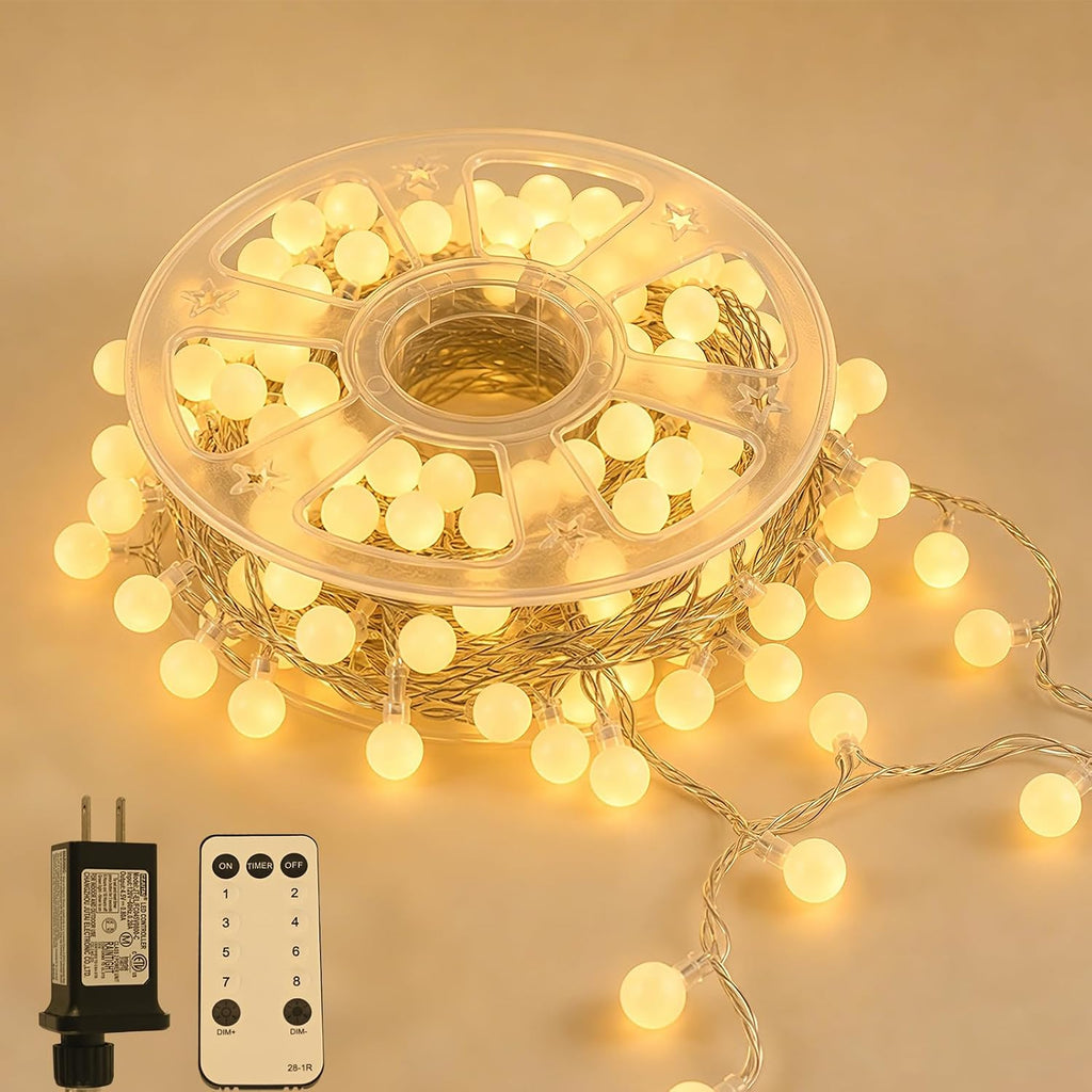 Warm Globe LED String Lights Indoor Bedroom 33FT 100LED Remote