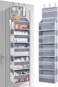 Over the Door Organizer with 5 Large Pockets, Heavy Duty Hanging Door Storage Rack with Clear PVC Front Pockets & Side Mesh Bags, Foldable Closet Organizer for Bedroom (DarkGray, 5 Floors)
