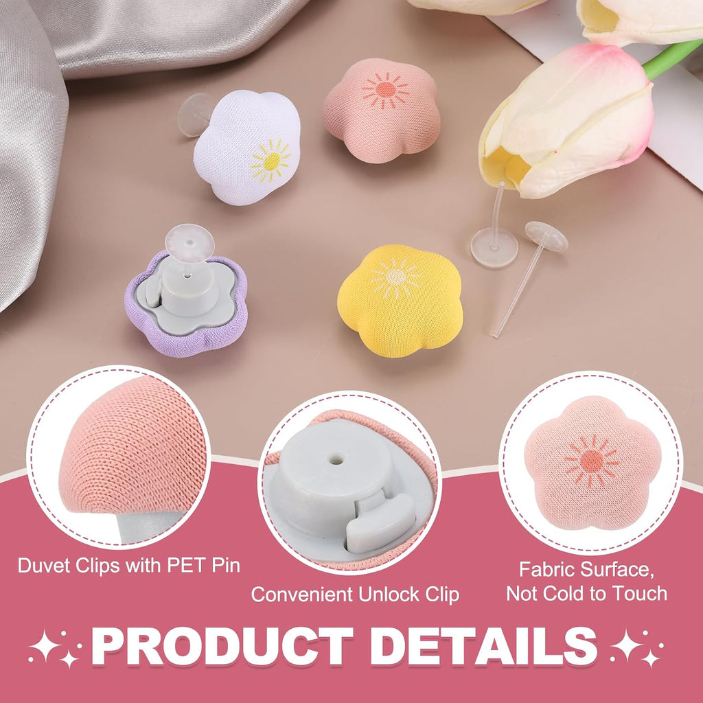 uxcell 6Pcs Duvet Pin Duvet Clips,Flower Shape Quilt Cover Clip,Pink