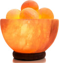 UMAID Himalayan Salt Lamp Bowl with 6 Himalayan Salt Massage Stones, Dimmable Pink Rock Salt Lamp for Bedroom, Office Desk & Meditation Room, Spa Decor, Relaxation Home Decor Gifts for Men & Women