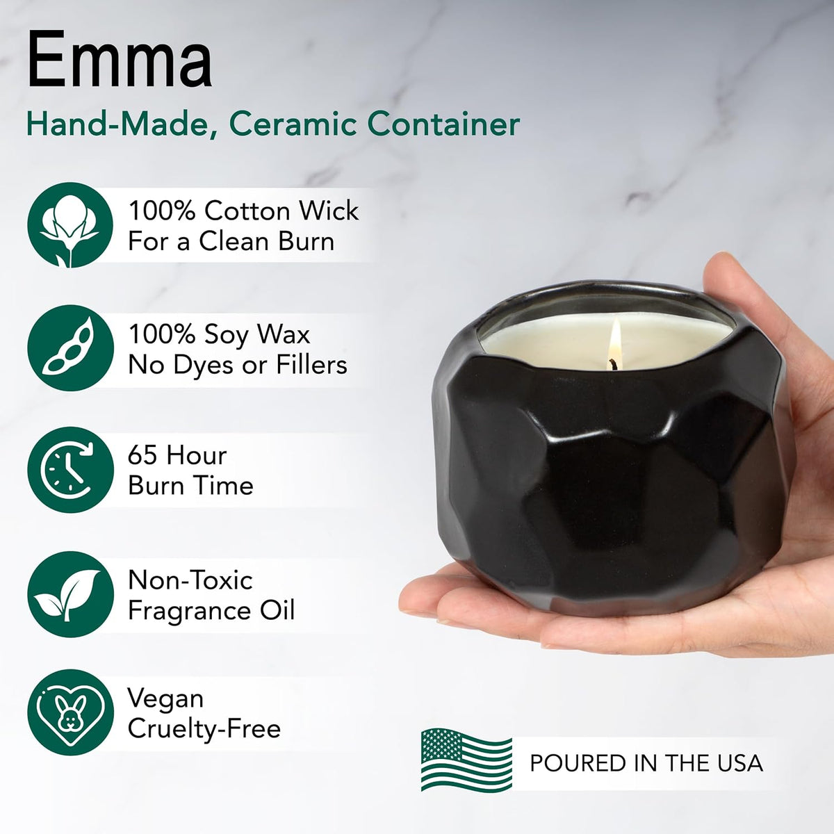 Hyggelight - The Growing Candle, Lavender Scented, 13oz Ceramic Pot, Single Wick Aromatherapy Candles, 100% Soy for Women and Men, Emma