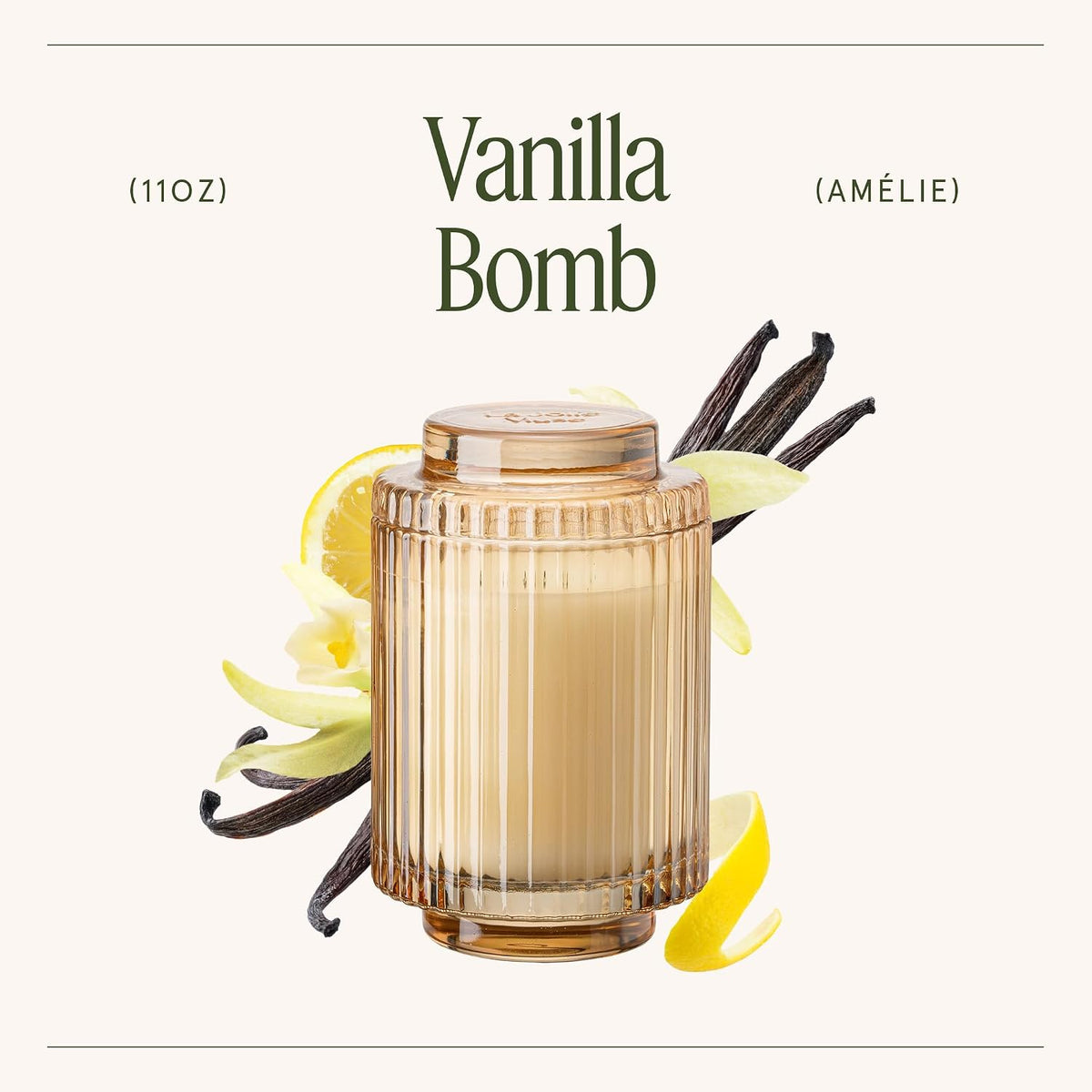 LA JOLIE MUSE Vanilla Zest Scented Candles for Home, 11 oz Natural Soy Wax