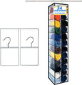 Closet Organization,24 Section, Hanging Closet Organizer, Space Saving, College Dorm Essentials for Girls, Heavy dutys Hooks Up to 45 Pounds, Clothes Storage,Closet Organizer,White/Black