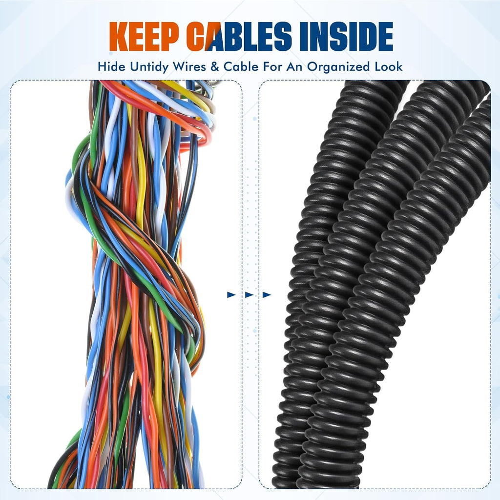 Sasylvia 1/4",3/8",1/2"-20ft x 20ft Split Wire Loom Tubing Cable Sleeves
