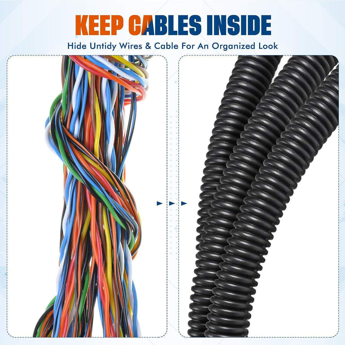 Sasylvia 1/4",3/8",1/2"-20ft x 20ft Split Wire Loom Tubing Cable Sleeves