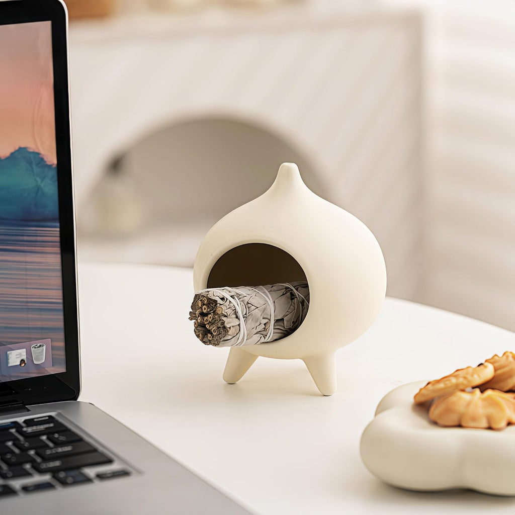 Ceramic Palo Santo Holder & Cone Incense Burner - Mini Chimney