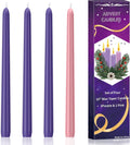 4 Pack Advent Taper Candles Set, 10-Inch Premium Hand-Dipped Unscented Christmas Advent Candles - Perfect for Holidays, Seasonal Celebrations, Church Services, and Parties.