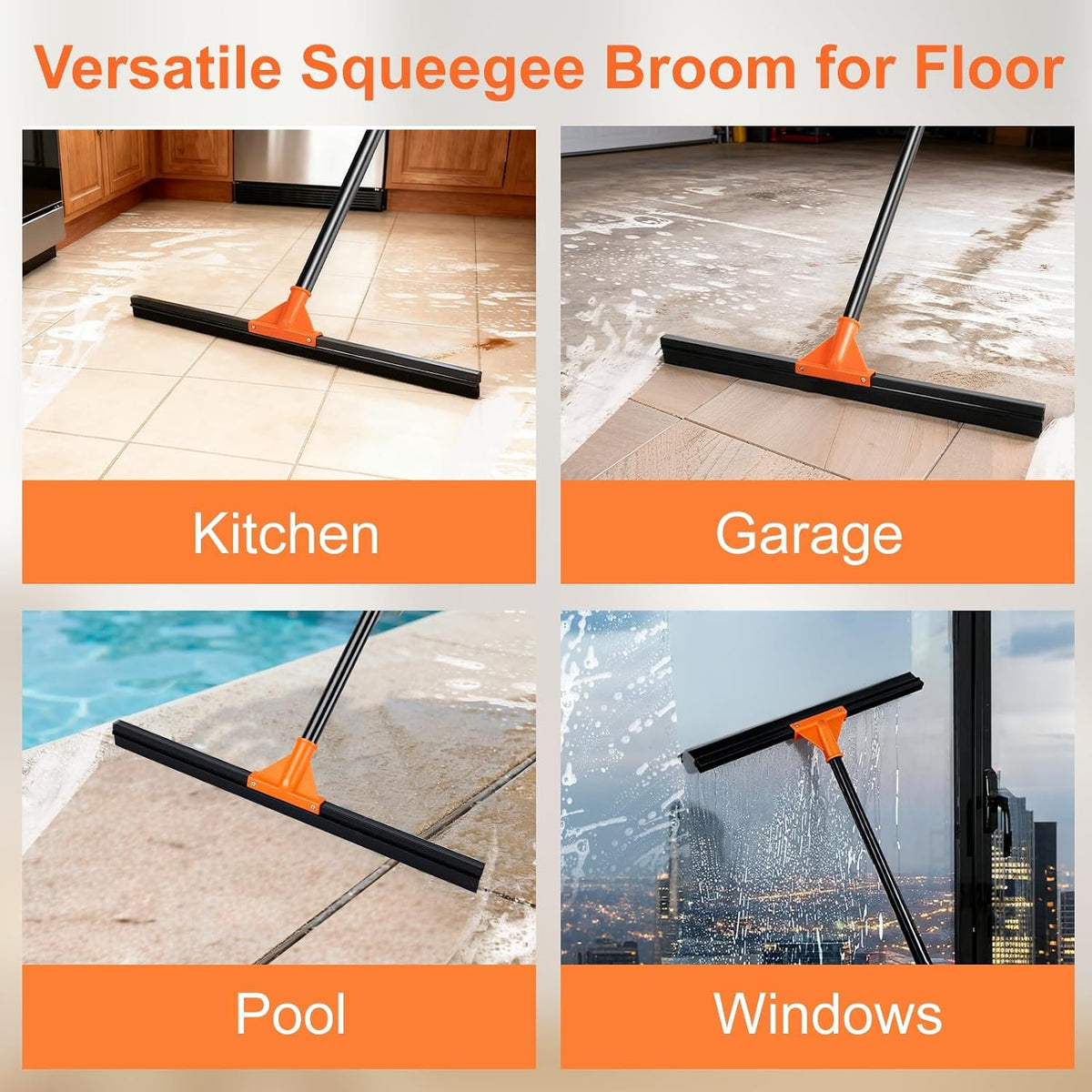 BUVE 18"Heavy Duty Floor Squeegee for Concrete Water Removal