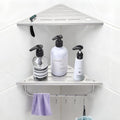 Shower Corner Shelf, 10'' Corner Shower Shelf with Towel Bar & Hooks, 2-Pack 304 Stainless Steel Recessed Bathroom Shelves, Grout in Bathroom Shower Shelf for Tiled Wall,(Brushed Nickel)