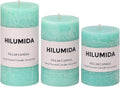Turquoise Pillar Candles Set of 3 - Hand-Poured Unscented Candles,Smokeless Dripless Candles for Dinner Table and Home, Set of 3 in Different Sizes (3"x4", 3"x5", 3"x6")