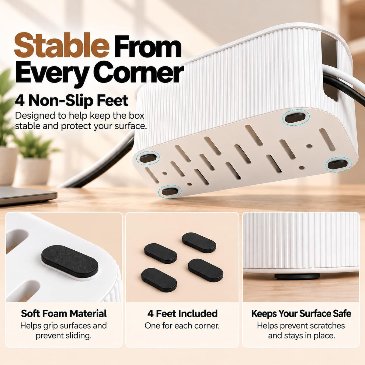 Cable Management Box, Desk Cord Organizer, Power Strip Holder, Floor Outlet Hider, Cable Organizer Box, Cord Organizer box, Electrical Cord Management, For Cover TV Wires, USB Hub Holder