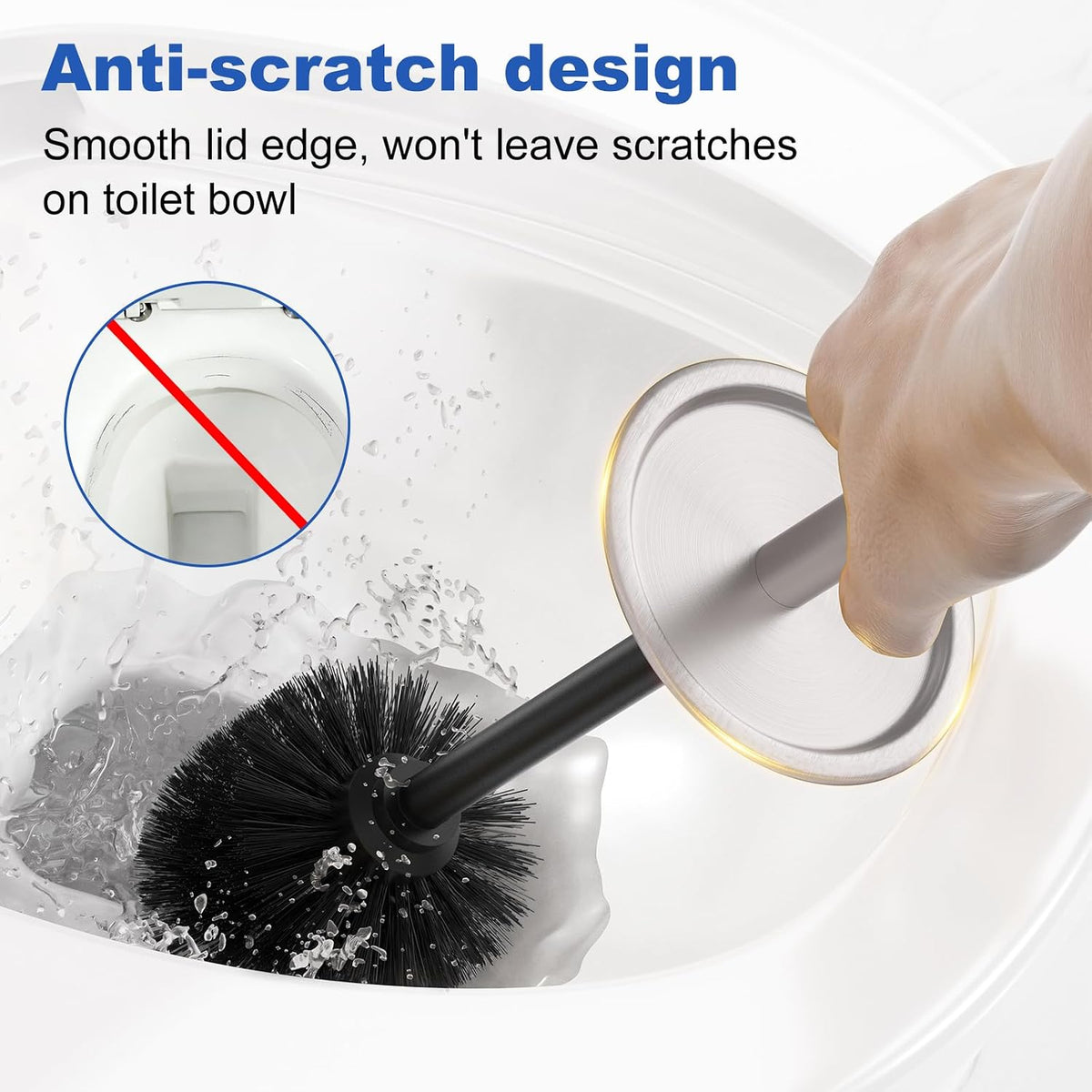 304 Stainless Steel Toilet Brush and Holder Nickel