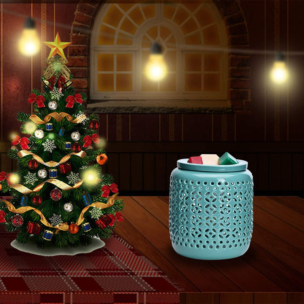 ASAWASA Ceramic Wax Melt Warmer for Scented Wax with Timer(Cyan Copper )