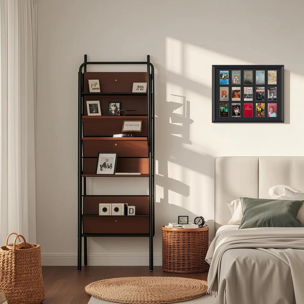 Cassette Tape Storage Shadow Box Display Stand,Cassette Tape Display Frame,Cassette Tape And case Display Frame,15 Cassette Rack Display cabinet,Music Tape Storage Display Rack,Audio Storage Solution.
