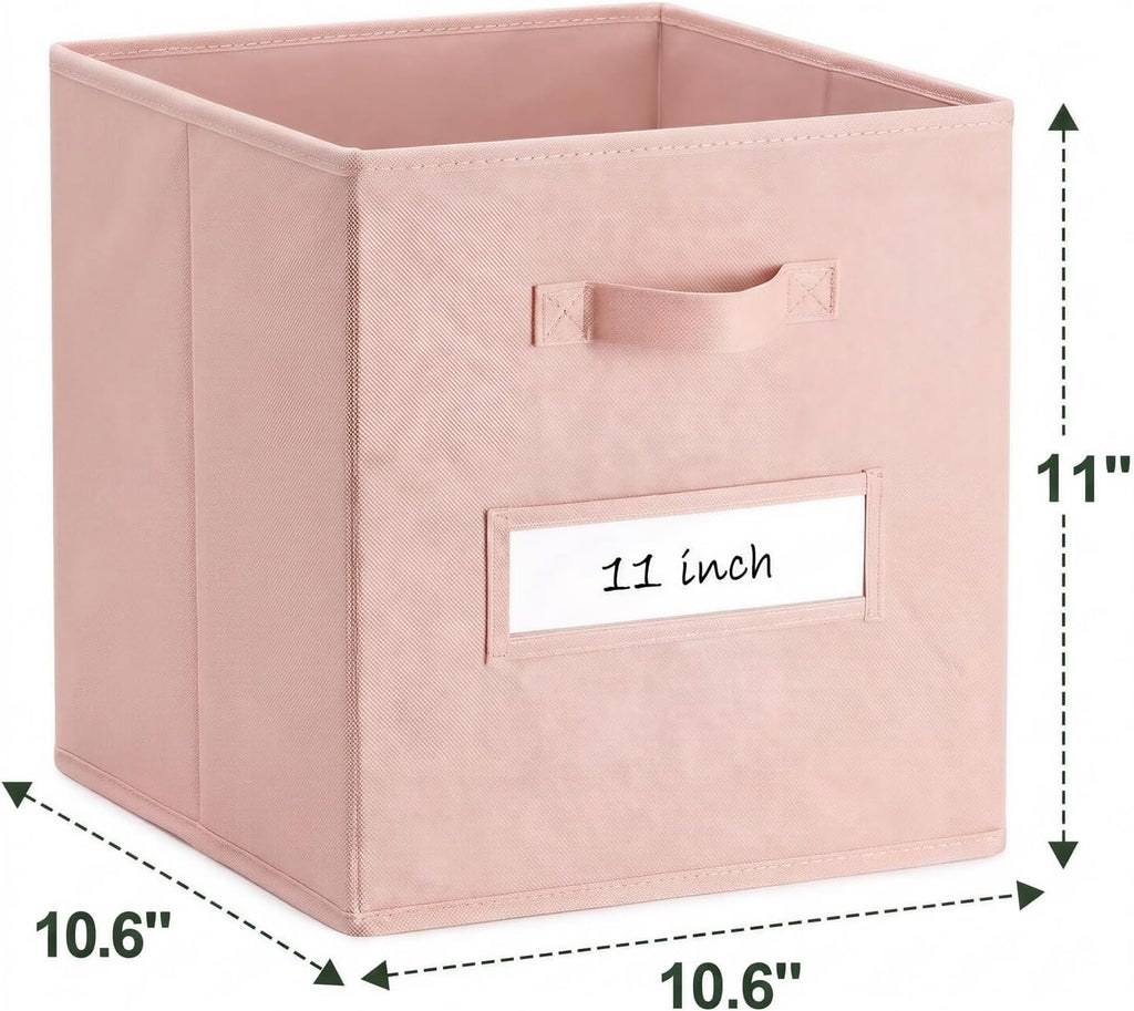 Storage Bins,11" Cube Storage Bin with Labels,10pcs,Pink
