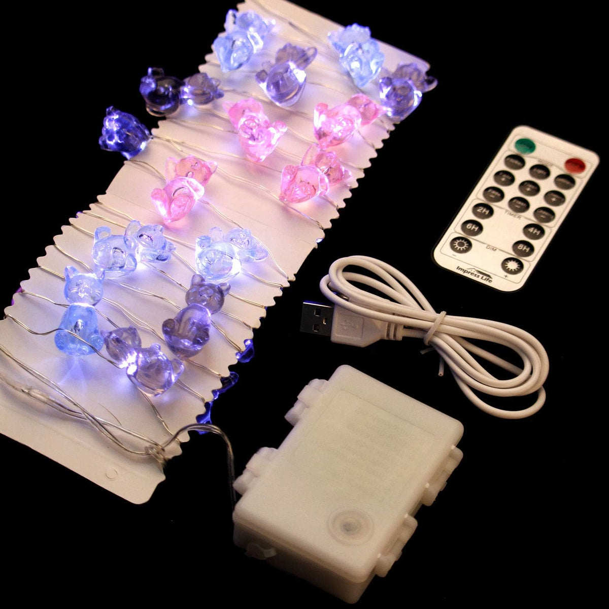 Impress Life 3D Kitty Cat String Lights:10 ft 30 LEDs Fairy Lights