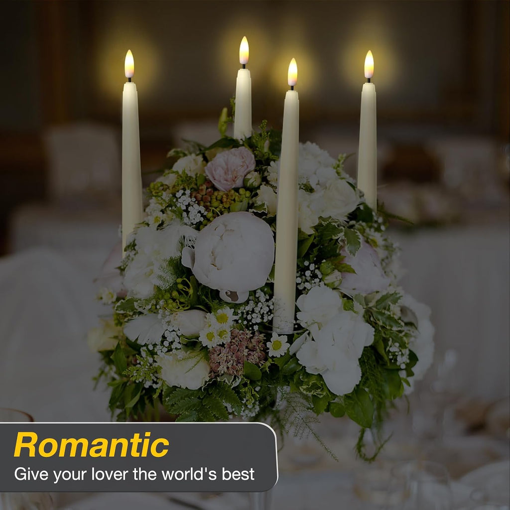 Reginary 48 Pcs Flameless Taper Candles with 4 Remote,Ivory,9.65 Inches