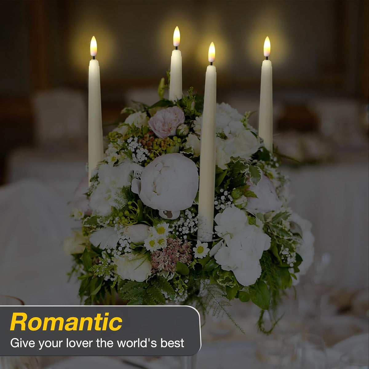 Reginary 48 Pcs Flameless Taper Candles with 4 Remote,Ivory,9.65 Inches