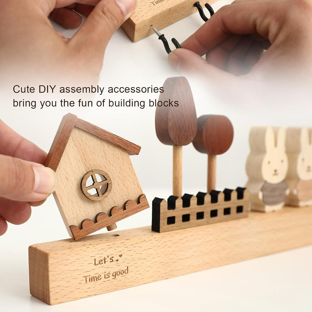 Key Holder with Shelf for Wall, Key Organizer Wall Mount with Hooks, Rustic Wooden Home Decoration for Entryway, Living Room, Bedroom, Cute Key Holder with Shelf.