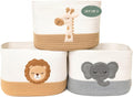 Safari Nursery Storage Baskets Set of 3, Cotton Rope Shelf Bins, 13x10x9 in