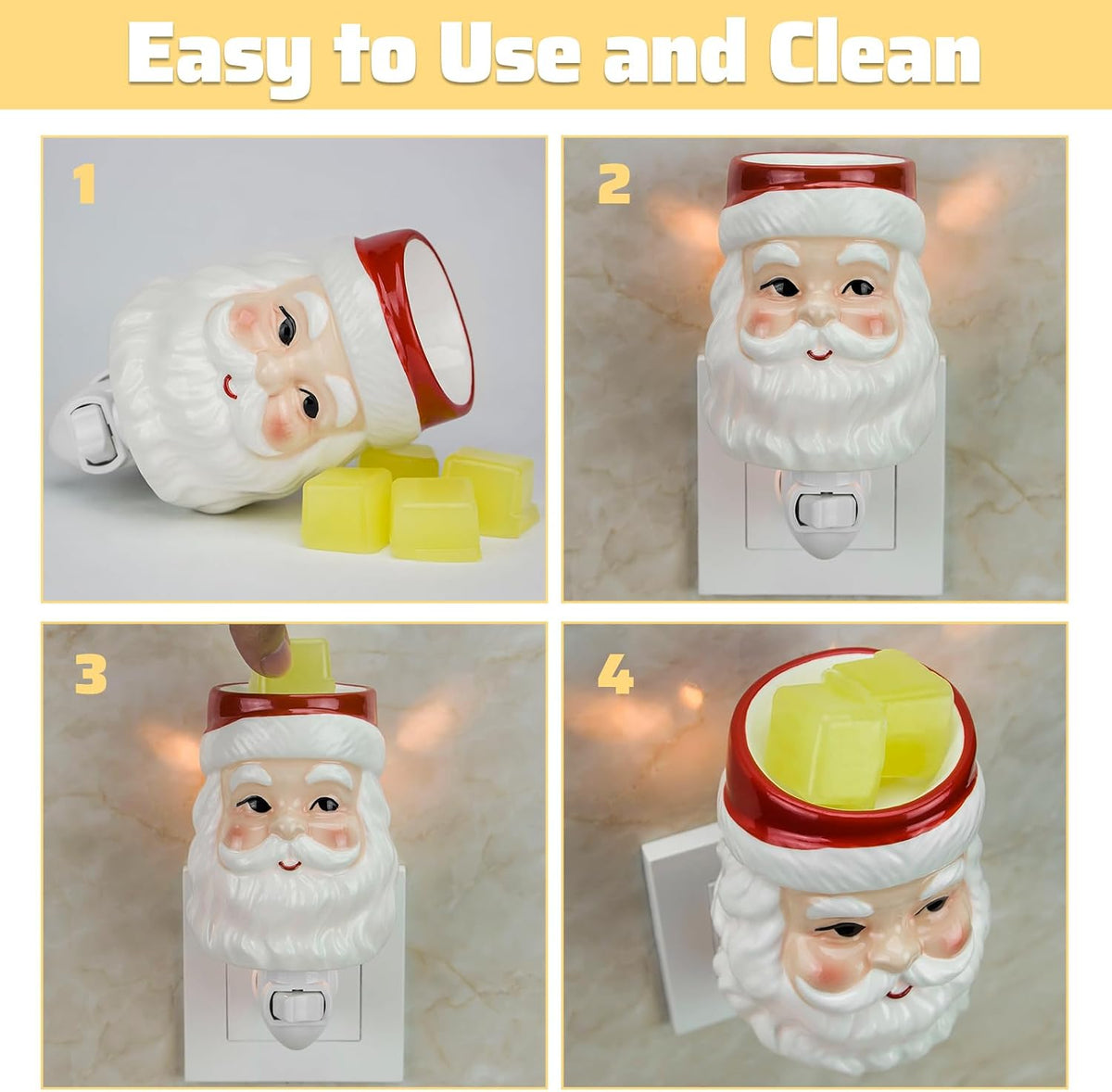 STAR MOON Christmas Wax Melt Warmer, Santa Claus Plug in Wax Warmer, Scentsy Warmer for Fragrance Oil, Night Light Wax Burner Decoration with Two Bulbs