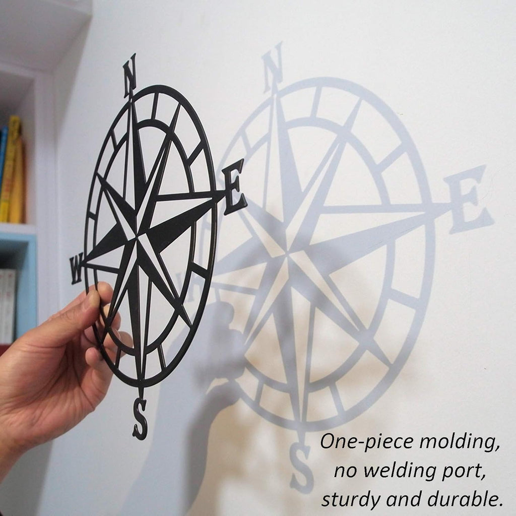 ESTART 14In Black Nautical Compass Metal Beach Theme Wall Hanging Decor