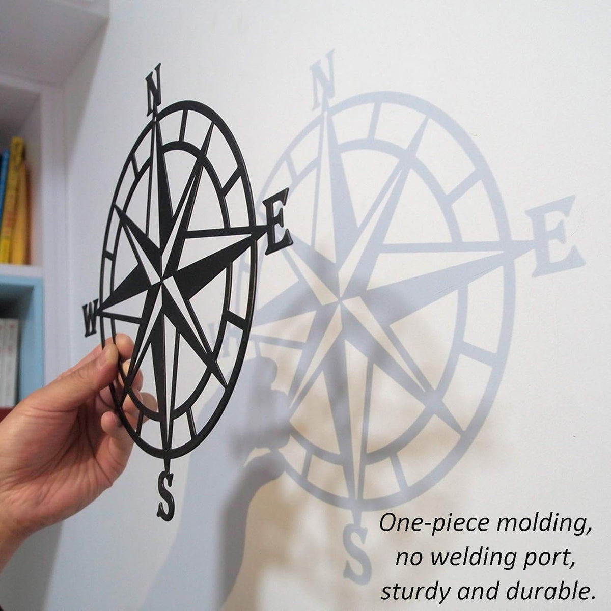 ESTART 14In Black Nautical Compass Metal Beach Theme Wall Hanging Decor