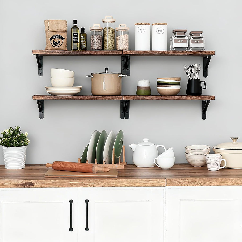 Fixwal Wall Floating Shelves for Home Decor (Brown, Set of 4, 16.5 Inch)