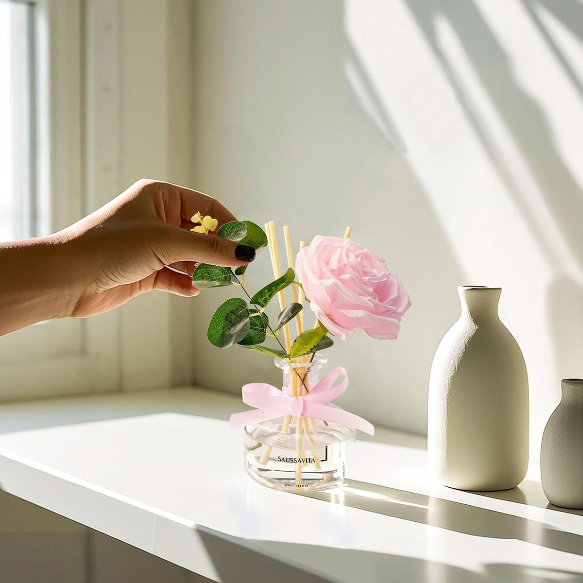 Reed Diffuser Set 7.10 oz Rose Scented Room Air Freshener for 120 Days