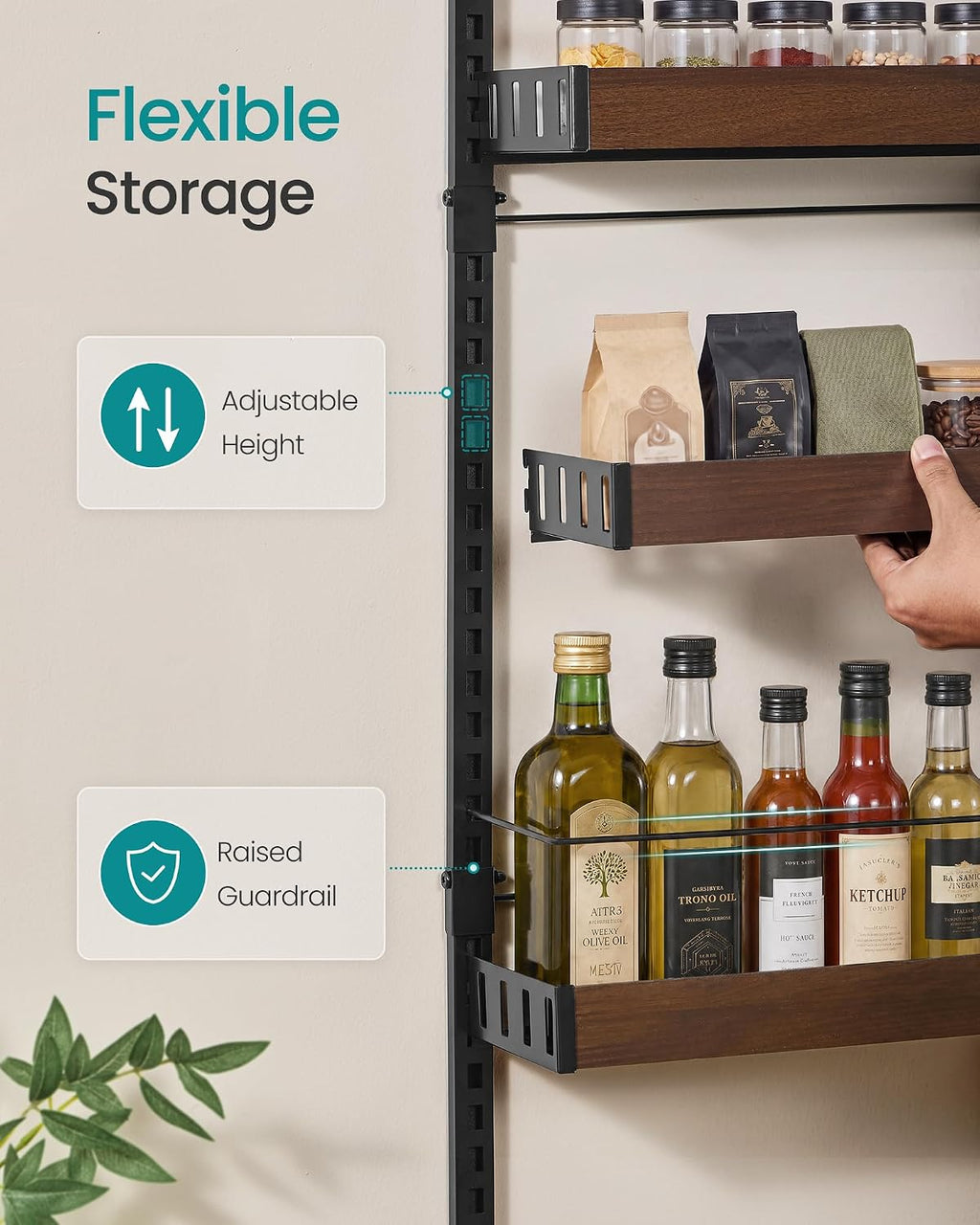 SONGMICS 8-Tier Over the Door Pantry Organizer, Adjustable Spice Rack