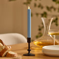 Luminara Flameless Candle Taper (1" x 9.5") Melted Top Real Wax Unscented Remote Ready Timer (Airy Blue)