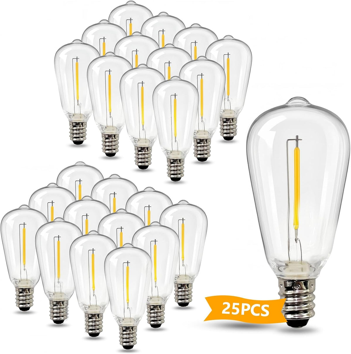 Abeja 25 Pack ST38 LED Replacement Bulbs, E12 0.6W Shatterproof Bulbs