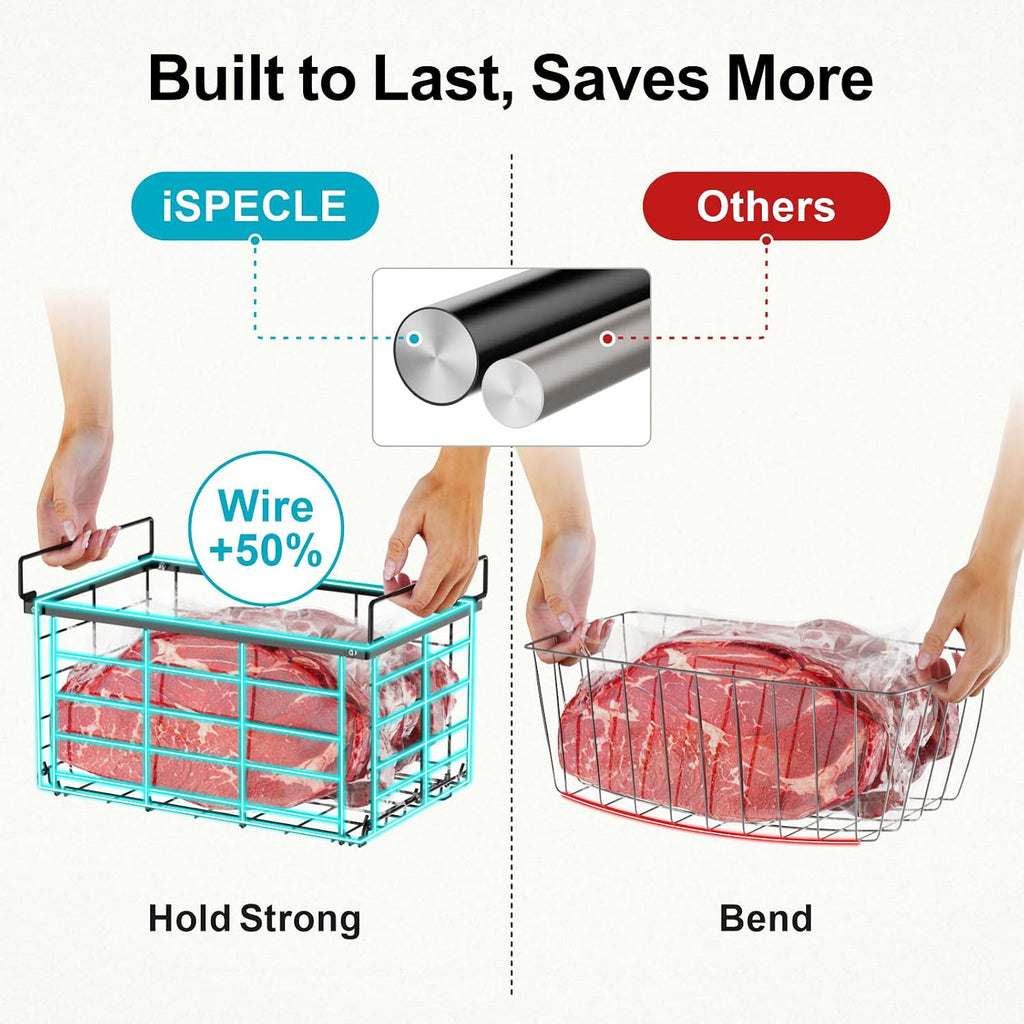 iSPECLE Deep Freezer Organizer - Large Baskets for 5 to 7 Cu.Ft, 6 Pack