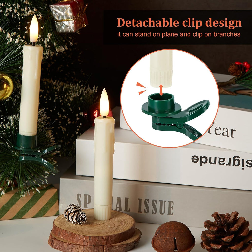 IMAGE 5.3in Flameless Taper Candles with Clip for Christmas Tree, 12Pcs