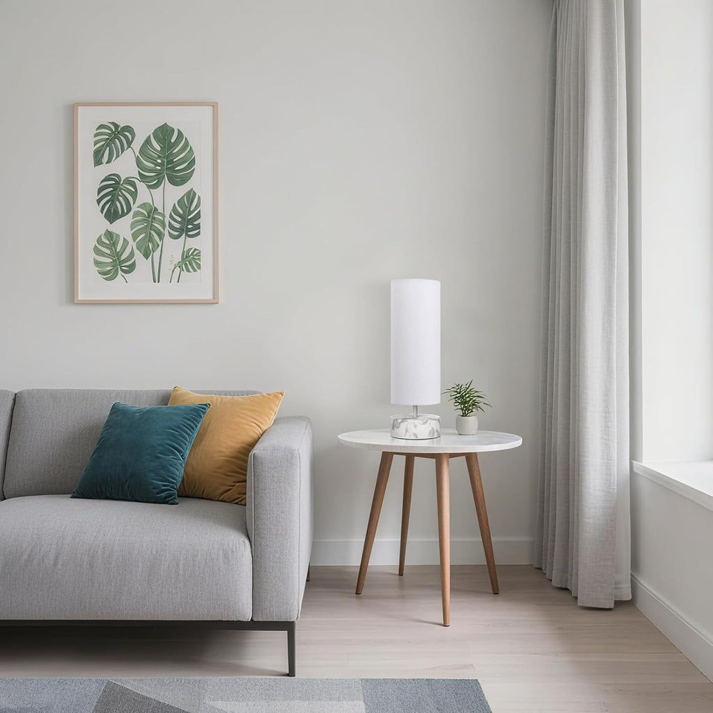 Touch Table Lamp with Marble Grain Metal Base, 3 Way Dimmable Bedside Lamp