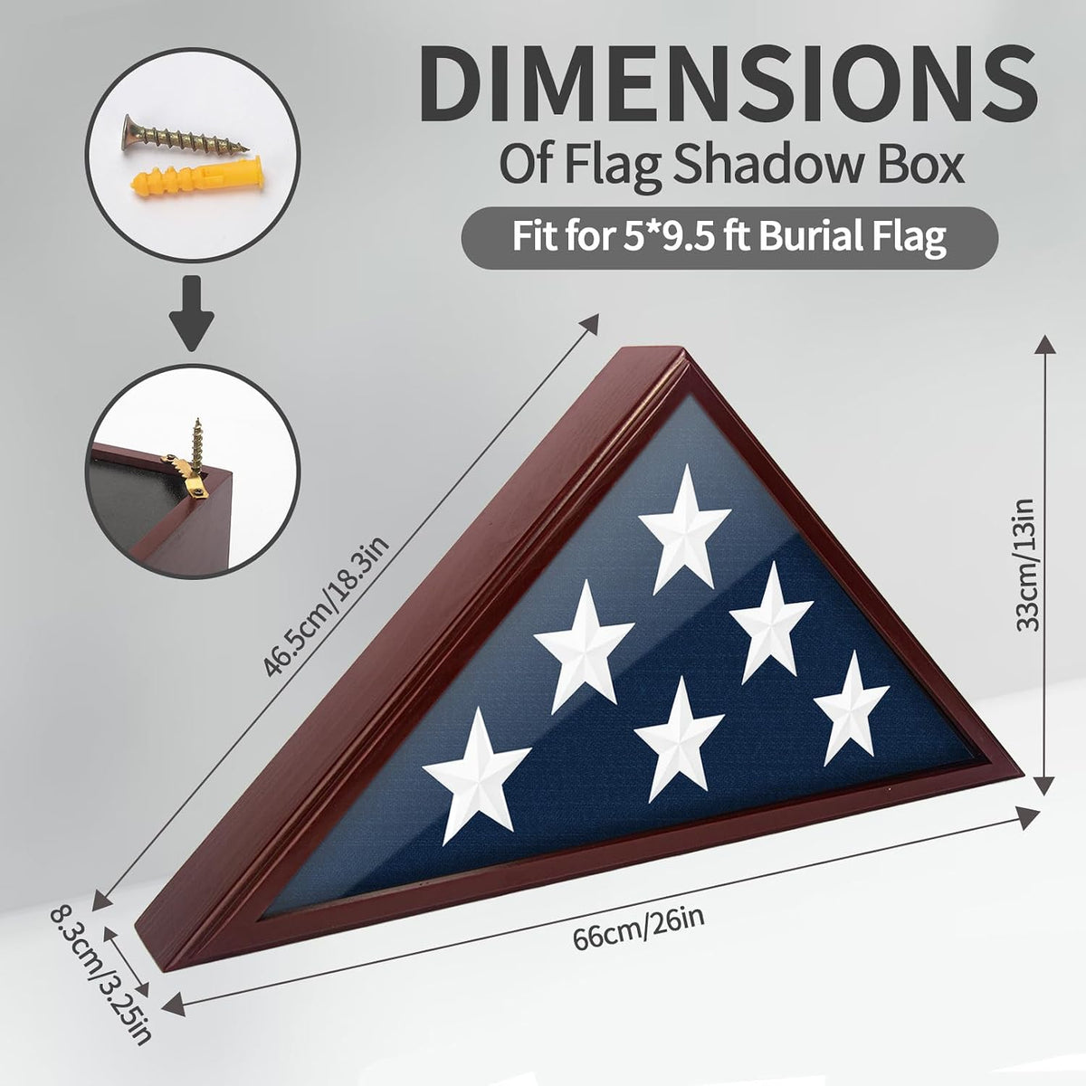 Flag Display Case for 5x9.5' Burial Flag with Custom DIY Stickers