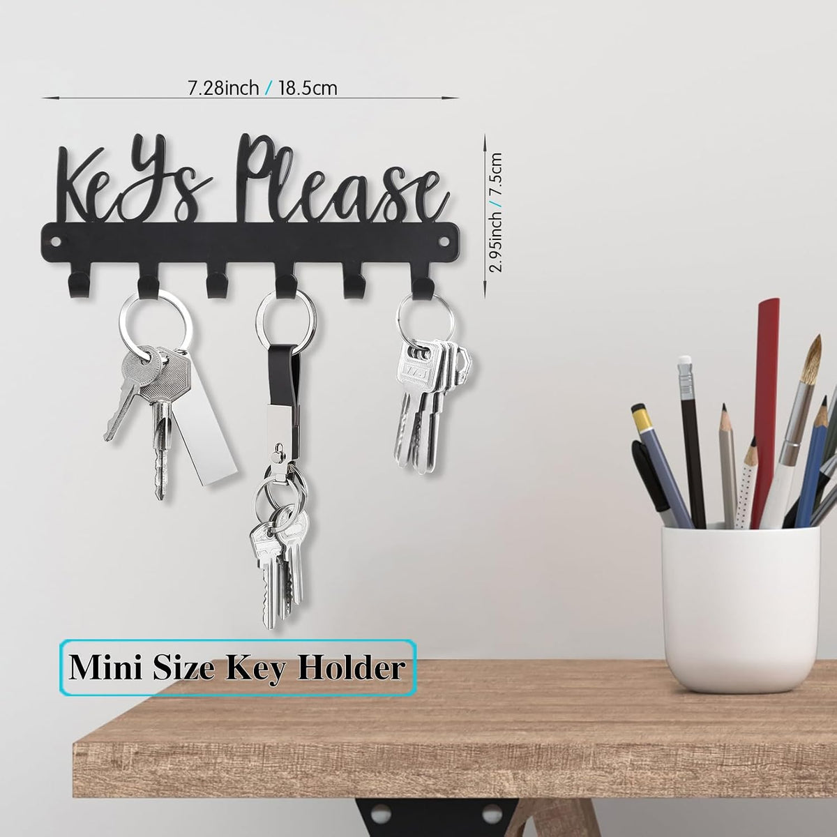 Keys Please Key Holder Wall Mounted, Mini Size: 7.28x2.95inch