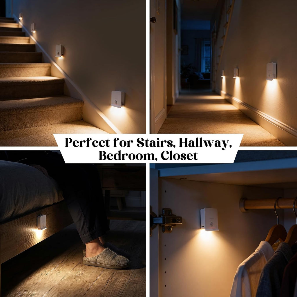 ZISUYU Rechargeable Motion Sensor LED Night Light, Step Light, 3000K Warm