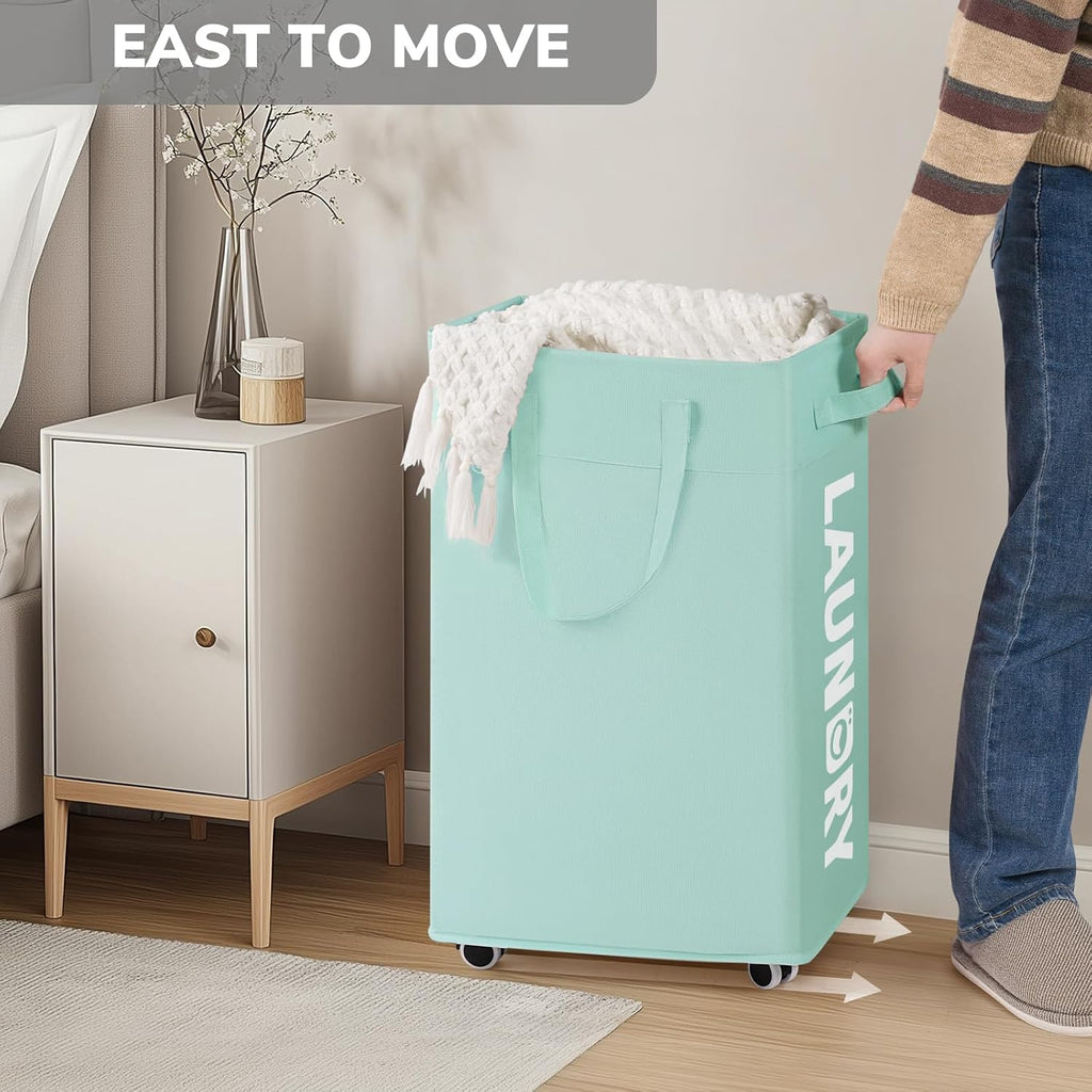 Goodpick 75L Rolling Laundry Basket with Removable Wash Bag for Living Room