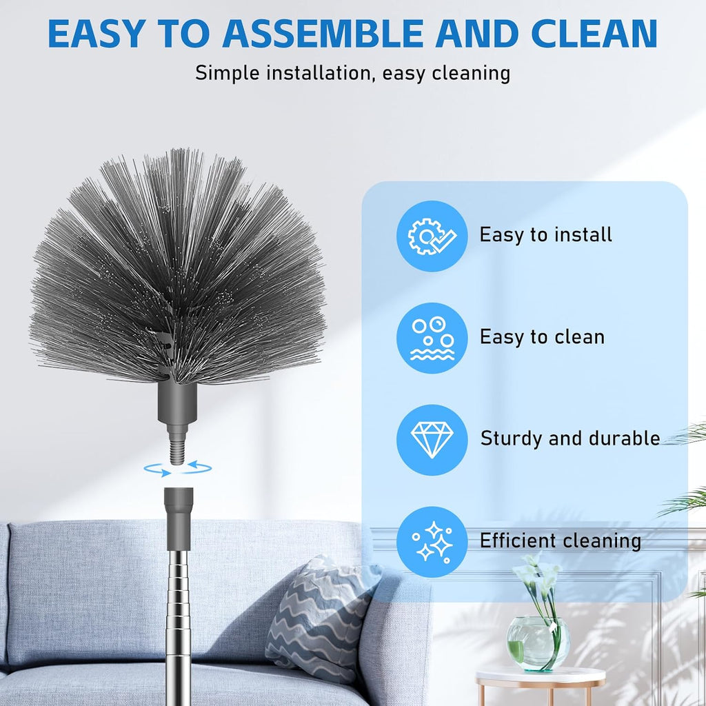 SetSail Cobweb Duster with Extension Pole, for Cobweb Cleaning, Gray