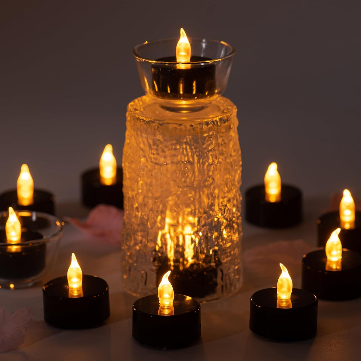Flameless Tealight Candles, 40 Pack, Batteries Included, Black